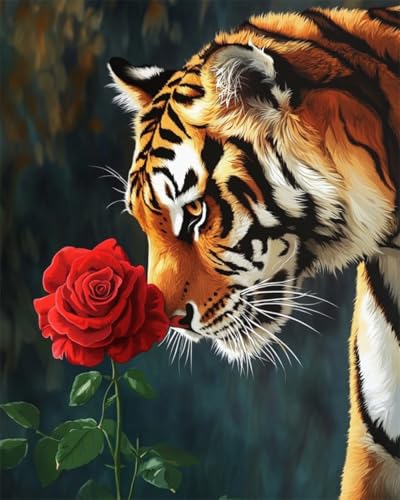 N.LANSHAN DIY Teppich DIY Set Fantasie-Tiger Und Rosen Knüpfteppich-Sets Für Anfänger,Diy-Handarbeit,Häkelteppich-Set,Heimdekoration 80x115cm N.LANSHAN DIY Teppich DIY Set Fantasie-Tiger Und Rosen Knüpfteppich-Sets Für Anfänger,Diy-Handarbeit,Häkelteppich-Set,Heimdekoration 80x115cm von N.LANSHAN