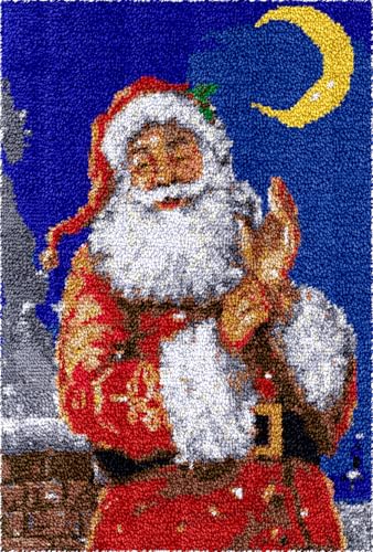 N.LANSHAN Diy Knüpfteppich Knüpfhakenset Weihnachtsmann，Fantasy-Figuren，Diy-Häkelsets，Sticksets，Häkelset Für Anfänger，Handarbeiten，Basteln Für Die Inneneinrichtung 35x46in von N.LANSHAN