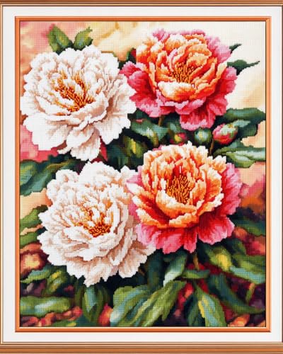 N.LANSHAN Diy Knüpfteppich Knüpfkissen-Set Mit Bunten Blumen，Fantasie-Pfingstrosenblumen，Diy-Knüpfteppich-Set Für Anfänger，Unfertiger Häkelteppich，Stickteppich 60x90cm von N.LANSHAN