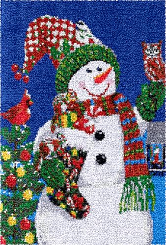 N.LANSHAN Diy Knüpfteppich Zum Selber Knüpfen Cartoon Schneemann Diy Bastelset Vogel Tier Knüpfset Stickset,Knüpfteppich Für Erwachsene Und Anfänger,Bastelsets Dekoration 35x46in von N.LANSHAN