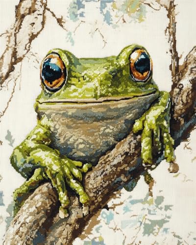 N.LANSHAN Diy Teppich Knüpfen Set Frosch Auf Dem Baum Teppich-Knüpfset Fantasy Tiere Diy Knüpfteppich，Heimteppich Teppichherstellung Canvas-Kits，Knüpfsets Für Anfänger 55x75cm von N.LANSHAN