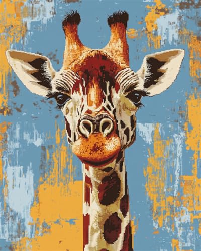 N.LANSHAN Diy-Teppich Knüpfstern Cartoon Giraffe DIY Bastelset Fantasy Tiere DIY Knüpfhaken Kits Handarbeit Stickerei Gobelin Teppich Teppichherstellung DIY Enthusiasten Geschenk 80x115cm von N.LANSHAN