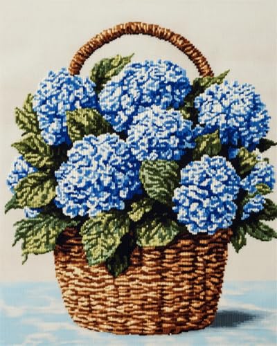 N.LANSHAN Diy-Teppich Knüpfstern Knüpfteppich-Set Mit Bunten Blumen，Fantasy-Hortensien-Teppich-Bastelset，Knüpfteppich-Set，Gobelin-Kissen，Vorgedruckte Muster 55x75cm von N.LANSHAN