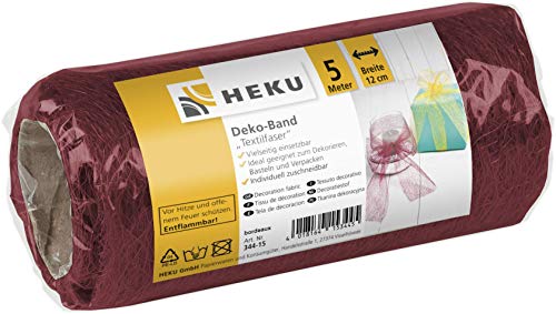 HEKU 30344-15: Textilfaser Deko-Band, bordeaux, 12cm, 5m x 12 cm von Heku