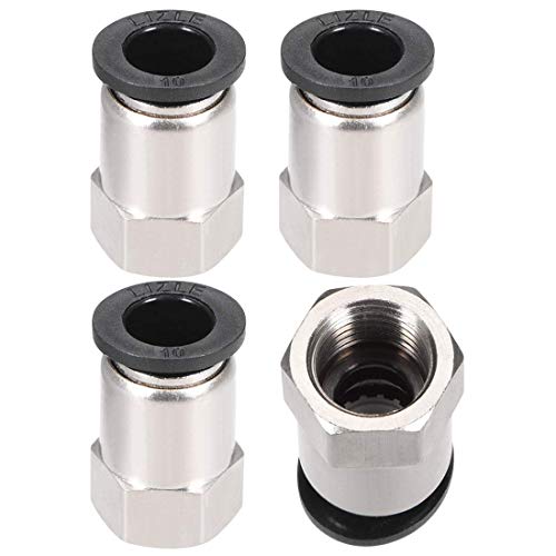 Push to Connect Tube Fitting Adapter, 10 mm, Rohr, OD x G1/4", weiblich, Reifen, Verbindung, für Pfeife, silberfarben, 4 Stück Push to Connect Tube Fitting Adapter, 10 mm, Rohr, OD x G1/4", weiblich, Reifen, Verbindung, für Pfeife, silberfarben, 4 Stück von NA