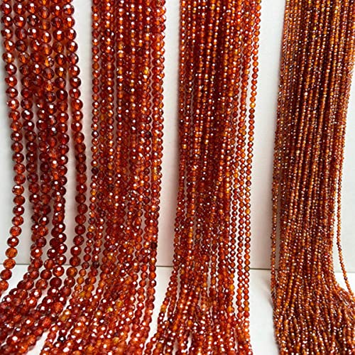 2/3/4 mm mehrfarbiger facettierter Zirkon natürliche Zirkonia Steinperlen Kristallperlen für die Schmuckherstellung DIY Armband Zubehör 15-orange roter Zirkon, 4 mm von NAABHIKA