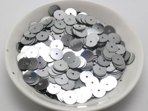 60 Gramm 5 mm 6 mm 8 mm 10 mm 12 mm flach rund lose Pailletten Pailletten Nähen Hochzeit-Silber, 6 mm 5000 Stück von NAABHIKA