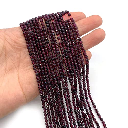 Naturstein Roter Granat facettierte Halbedelsteine 2 mm 3 mm 4 mm Perlen für die Schmuckherstellung DIY Halskette Armband Ohrring Perlen-Granat, 2 mm ca. 180 Stück von NAABHIKA