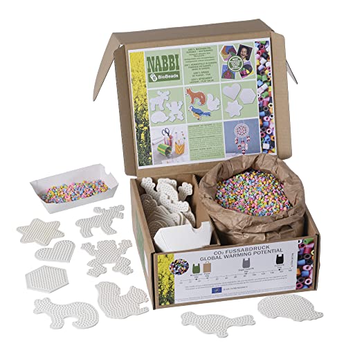 NABBI® BioBeadsschool Box biologisch abbaubar ca.30.000 Stück/3x3+6x2 Stecktafelmix Pastellfarben von NABBI