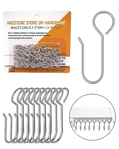 Metal Curtain Hooks for Curtains - Pack of 50 Drapery Hooks Curtain Track Hooks Hanger S Hooks Stainless Steel Hardware Hooks Small Clips for Ceiling Curtains Track Indoor/Shower/Window von NACETURE