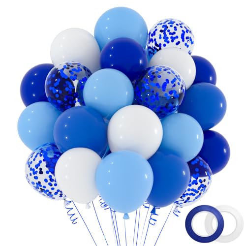 NACHLYNN 60 Packungen Blaue Party-Konfetti-Luftballons 12 Zoll hellblaues Ballonbogen-Set für Geburtstagsdekorationen Babyparty Hochzeit Abschlussfeier-Dekorationen von NACHLYNN