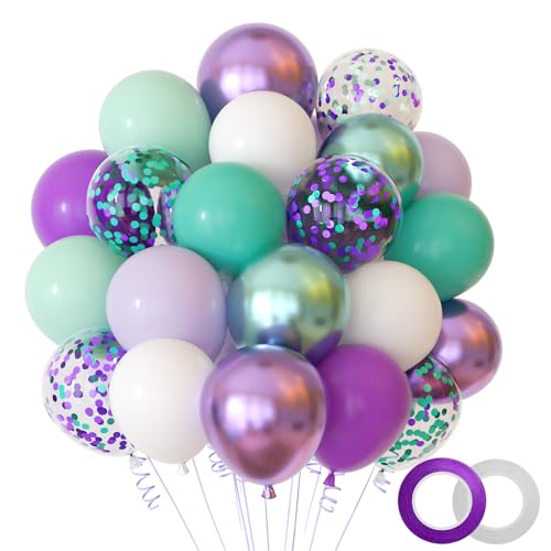 NACHLYNN 60 Packungen Lila Lavendel-Party-Konfetti-Luftballons 12 Zoll Happy Birthday-Luftballons für Valentinstag Hochzeit Babyparty Geburtstagsparty-Dekorationen von NACHLYNN