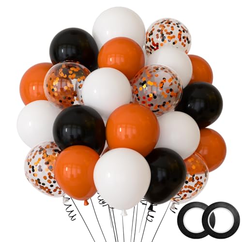 NACHLYNN 60 Packungen Orange Konfetti-Abschluss-Latexballons 12 Zoll Halloween-Partyballons für Halloween-Geburtstagsfeier-Partydekorationen von NACHLYNN