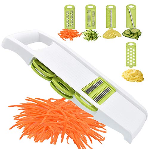 NACOLUS 5 in 1 Mandoline Slicer Gemüsehobel Mandoline Multi Blade Kartoffel Veggie Slicer Gemüseschneider Julienne Shredder Kartoffelschneider Grün von NACOLUS