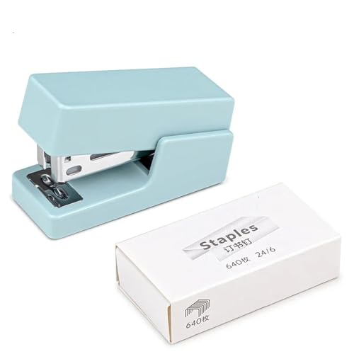 Bindegeräte Mini Stapler Set tragbarer Farbpapierbindungsmaschine Verwenden Sie 24/6 26/6 Staples Stationery Office Supplies fach Locher(Blue Set) von NADCFN