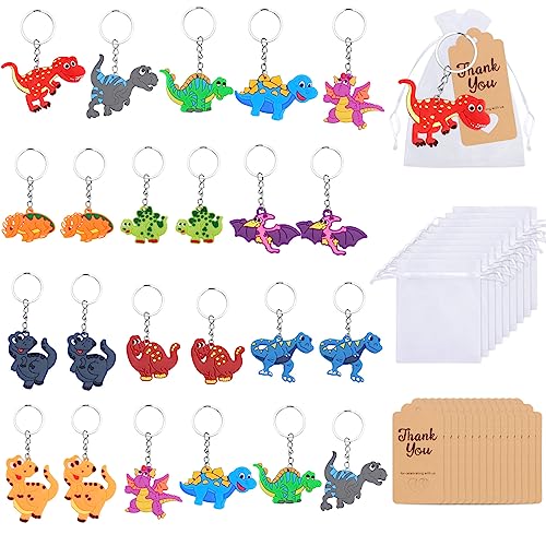 Gastgeschenke Schl¨¹sselanh?nger, 24 St¨¹ck 12 Stile Dinosaurier Schl¨¹sselanh?nger f¨¹r Kinder, Klein Tier Taschenanh?nger mit Organzabeutel Kraft Tags f¨¹r Hochzeit Geburtstag Kommunion Geschenk von NAEBRO