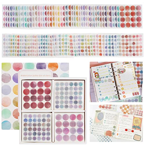 Runde Punktaufkleber 2600 Stück Bunt Klebepunkte, 100 Blätter Bunt Runde Aufkleber 8mm/15mm Washi Rund Aufkleber Selbstklebende Markierungspunkte Etiketten für Scrapbooking Kalender von NAEBRO