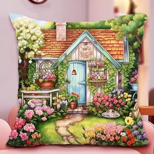 Kreuzstich Kissen Stickpackung Blumenzimmer 45X45Cm Kreuzstich-Set, Komplettes Kissen Mit Dekoration, Handarbeit, Stickerei, Für Erwachsene, Kunst, Kreatives Geschenk, Diy, Kreuzstich, Stickerei von NAHUIGOOD