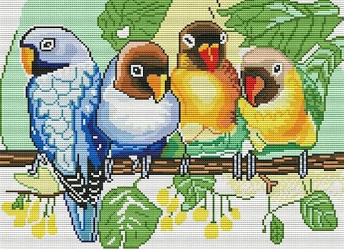 Kreuzstich Stickpackungen Vorgedruckt Set ,Papagei Auf Einem Ast 11Ct40X50Cm Stickbilder Vorgedruckt Kreuzstich Stickpackung Zum Sticken Starter Set Für Erwachsene Kinder Anfänger, Cross Stitch Kit von NAHUIGOOD