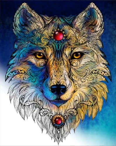 NAHUIGOOD Cross Stitch Kits For Beginners Wolfskönig 11Ct40X50Cm Diy Set Erwachsene Embroidery Kit Handarbeiten Sticken Set Stickbilder Erwachsen von NAHUIGOOD