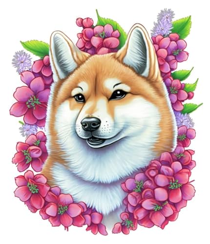 NAHUIGOOD Kreuzstich-Set, Niedlicher Shiba Inu 11Ct40X50Cm Diy, 11Ct Nähen, Komplettes Sortiment An Vorgedruckten Stick-Starter-Sets Für Anfänger von NAHUIGOOD