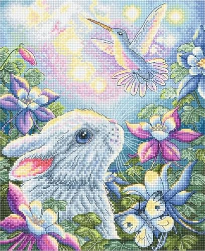 NAHUIGOOD Kreuzstich Set Vorgedruckt, Kaninchen Und Vogel 11Ct40X50Cm Stickvorlagen Stickbilder Vorgedruckt Kreuzstich Cross Stitch Embroidery Kit Stickset Sticken Set Für Erwachsene Anfänger von NAHUIGOOD