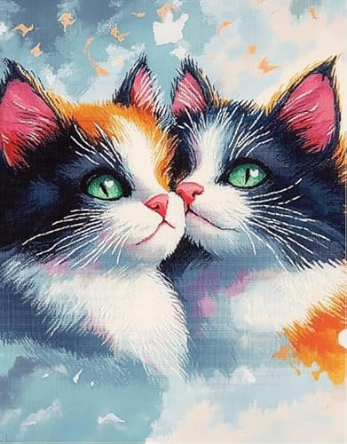 NAHUIGOOD Kreuzstich Set Vorgedruckt, Schöne Katze 11Ct40X50Cm Stickvorlagen Stickbilder Vorgedruckt Kreuzstich Cross Stitch Embroidery Kit Stickset Sticken Set Für Erwachsene Anfänger von NAHUIGOOD