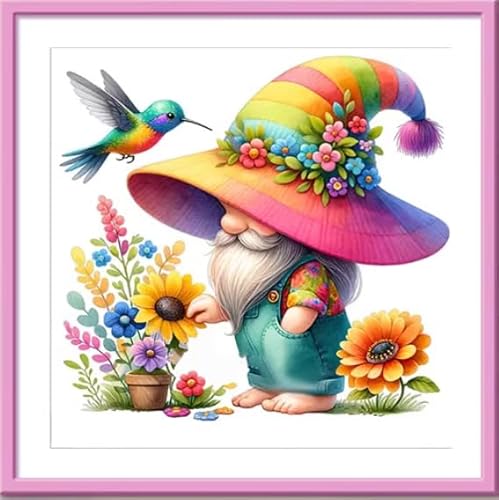 NAHUIGOOD Kreuzstich Set Vorgedruckt, Zwerg-Opa 11Ct40X50Cm Stickvorlagen Stickbilder Vorgedruckt Kreuzstich Cross Stitch Embroidery Kit Stickset Sticken Set Für Erwachsene Anfänger von NAHUIGOOD