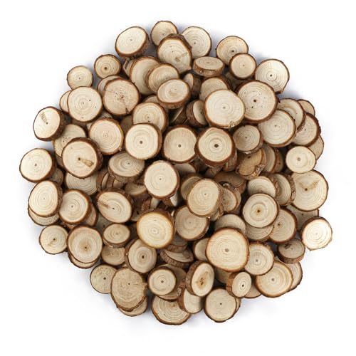 150 Stück Holzscheiben, Baumscheiben Klein 1-3cm, Holzscheiben zum Basteln, Natürlich Holzplättchen, Holz zum Basteln, Baumstamm Deko für DIY, Basteln, Dekoration von NAIKUDAGE