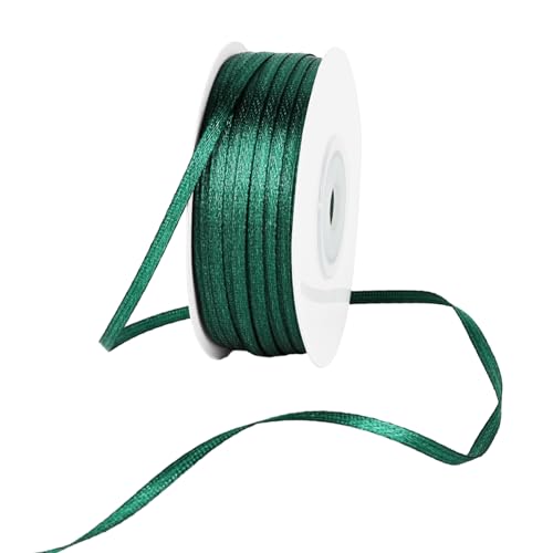 Satinband 3mm, Geschenkband Grün, Mode und Retro Schleifenband Dunkelgrün, Seidenband für Hochzeit, Weihnachten, Geschenk, Dekoration von NAIKUDAGE