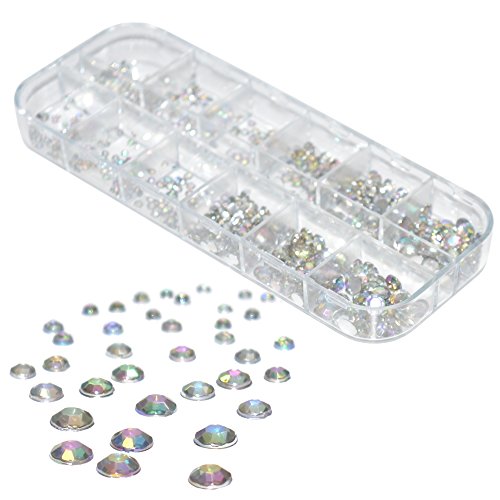 600+ runde Multicolor Strass-Steine von 1-6 mm mit flacher Rückseite von NAILFUN