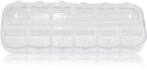 Multi-Sortierbox klein (leer) mit 12 Klappdeckeln - transparent von NAILFUN