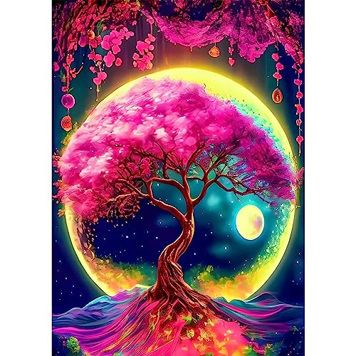 NAIMOER Baum Diamond Painting Kits für Erwachsene Kinder, 5D Diamant Painting Bilder Landschaft Erwachsene, DIY 5D Diamond Painting Mond Diamant Malerei Set für Home Dekor 30x40cm von NAIMOER