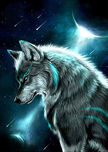 NAIMOER Wolf Diamond Painting Diamant Malerei 5D Diamant Painting Bilder Tiere Diamond Painting Erwachsene Wolf Diamond Painting Strass Gemälde Wall Dekorationen 30x40cm von NAIMOER