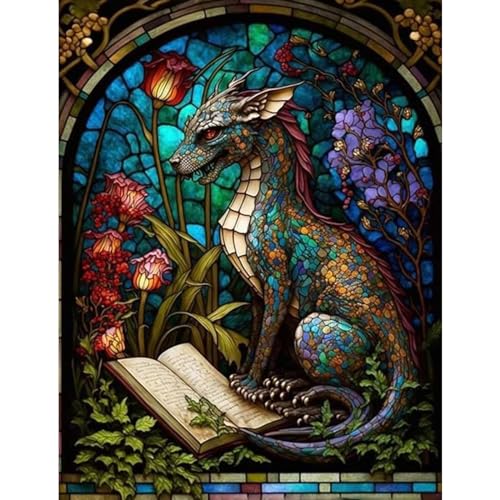 NAIMOER Diamond Painting Drache, Diamant Painting Erwachsene Fantasie Diamond Painting Erwachsene Bilder Tiere Diamant Painting Kinder 5D Diamant Malerei Stickerei für Home Décor(30x40cm) von NAIMOER