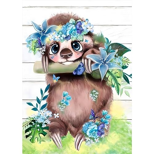 NAIMOER Diamond Painting Faultier Erwachsene, 5D Blumen Diamant Painting Bilder Erwachsene, DIY Tiere Diamond Painting Bilder Diamant Malerei Kinder Set für Home Dekor 30x40cm von NAIMOER