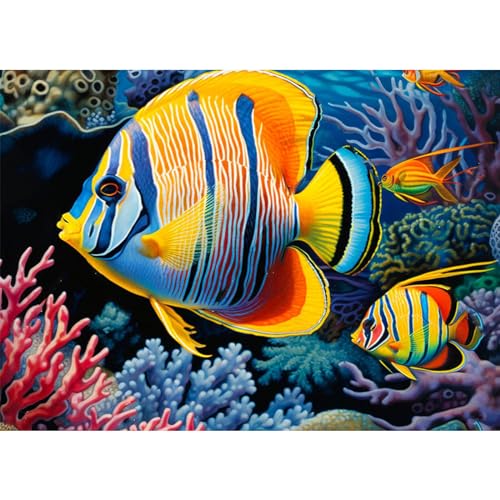 NAIMOER Diamond Painting Fisch, Diamant Painting Erwachsene Diamond Painting Unterwasserwelt Erwachsene Bilder Tiere Diamant Painting Kinder 5D Diamant Malerei Stickerei für Home Décor(30x40cm) von NAIMOER