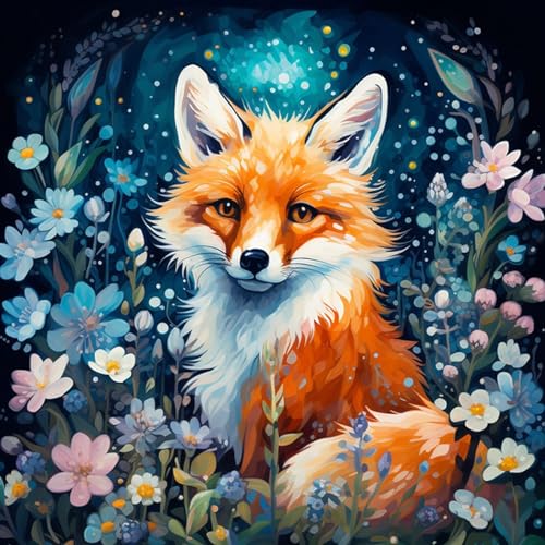 NAIMOER Diamond Painting Fuchs, Diamant Painting Erwachsene Diamond Painting Blumen Erwachsene Bilder Tiere Diamant Painting Kinder 5D Diamant Malerei Stickerei für Home Décor(30x30cm) von NAIMOER