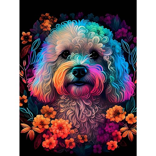 NAIMOER Diamond Painting Hund Erwachsene, 5D Blumen Diamant Painting Bilder Erwachsene, DIY Tiere Hund Diamond Painting Bilder Diamant Malerei Kinder Set für Home Dekor 30x40cm von NAIMOER