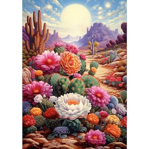 NAIMOER Diamond Painting Kaktus, Diamant Painting Erwachsene Bilder Diamond Painting Blume Erwachsene Landschaft Diamant Painting Kinder 5D Diamant Malerei Stickerei für Home Décor(30x40cm) von NAIMOER