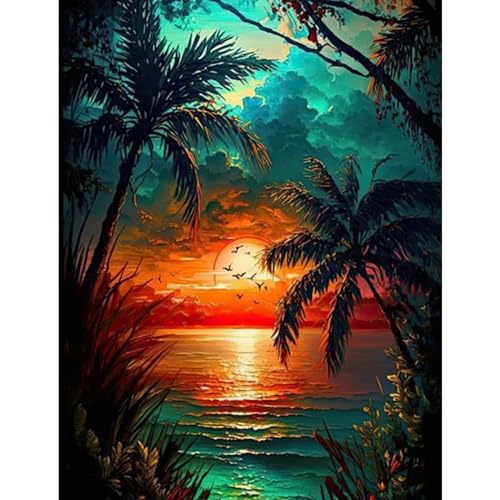 NAIMOER Diamond Painting Sonnenuntergang, Diamant Painting Erwachsene Diamond Painting Erwachsene Bilder Landschaft Diamant Painting Kinder 5D Diamant Malerei Stickerei für Home Décor(30x40cm) von NAIMOER