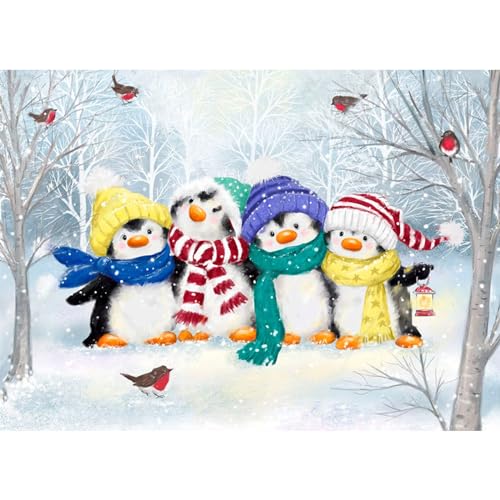 NAIMOER Diamond Painting Weihnachten, Diamant Painting Erwachsene Pinguine Diamond Painting Erwachsene Bilder Winter Diamant Painting Kinder 5D Diamant Malerei Stickerei für Home Décor(30x40cm) von NAIMOER