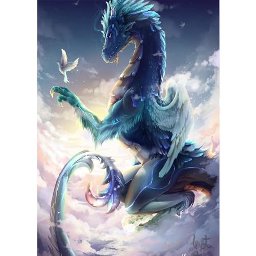 NAIMOER Drache Diamond Painting Erwachsene, 5D Diamant Painting Bilder Tier Diamond Painting Erwachsene Diamond Painting Fliegender Drache DIY Diamant Malerei für Home Wand Décor 30x40cm von NAIMOER