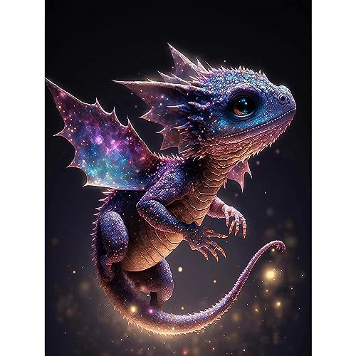 NAIMOER Drache Diamond Painting Erwachsene, 5D Fliegen Drache Diamant Painting Bilder Erwachsene, DIY Diamond Painting Bilder Diamant Malerei Kinder Tiere Set für Home Dekor 30x40cm von NAIMOER