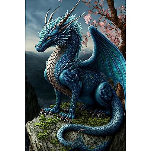 NAIMOER Drache Diamond Painting Kits für Erwachsene Kinder, 5D Diamant Painting Tiere Bilder Erwachsene, Diamond Painting Landschaft Bilder Kinder Malerei Set für Home Dekor 30x40cm von NAIMOER