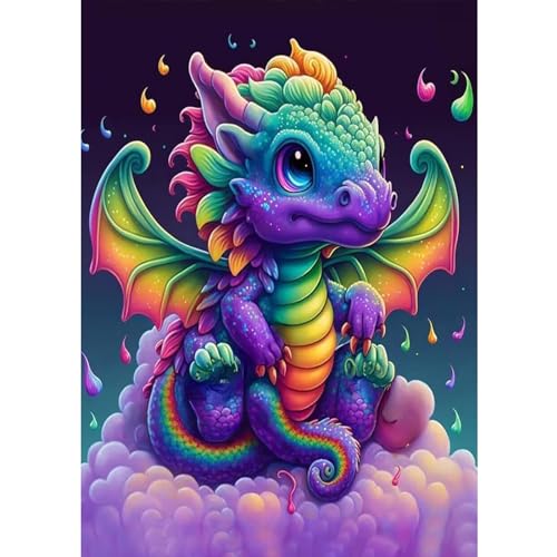 NAIMOER Drachen Diamond Painting Fliegender Drache Diamant Painting Bilder, Diamond Painting Erwachsene Tiere Diamond Painting Bilder Cross Stickerei Set 5D Diamant Malerei für Home Décor 30x40cm von NAIMOER