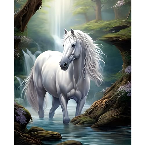 NAIMOER Einhorn Diamond Painting Erwachsene, Wald Diamant Painting Bilder, Diamond Painting Set Erwachsene Tiere Diamond Painting Kinder 5D Diamant Malerei für Home Wand Décor(30x40cm) von NAIMOER