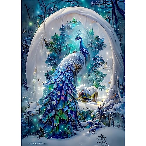 NAIMOER Fantasie Pfau Diamond Painting Kits für Erwachsene Kinder, 5D Diamant Painting Bilder Peacock Erwachsene, DIY 5D Diamond Painting Tiere Diamant Malerei Set für Home Dekor 30x40cm von NAIMOER