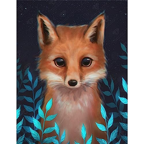 NAIMOER Fuchs Diamond Painting Kits für Erwachsene Kinder, 5D Diamant Painting Tiere Bilder Erwachsene, Diamond Painting Blatt Bilder Kinder Malerei Set für Home Dekor 30x40cm von NAIMOER