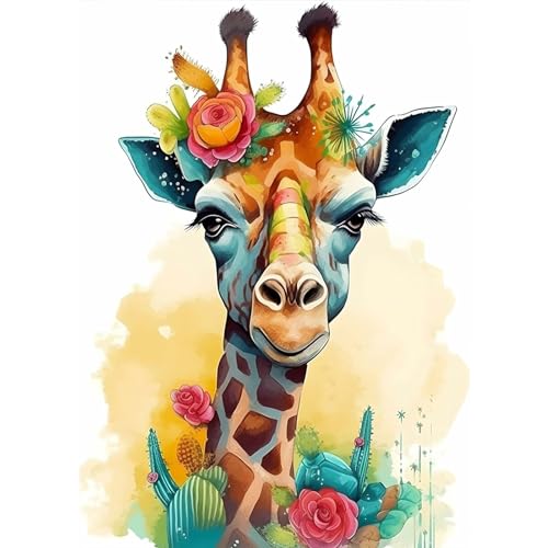 NAIMOER Giraffen Diamond Painting Erwachsene, 5D Diamant Painting Tiere Bilder Diamond Painting Giraffen Erwachsene Diamond Painting DIY Diamant Malerei für Home Wand Décor 30x40cm von NAIMOER